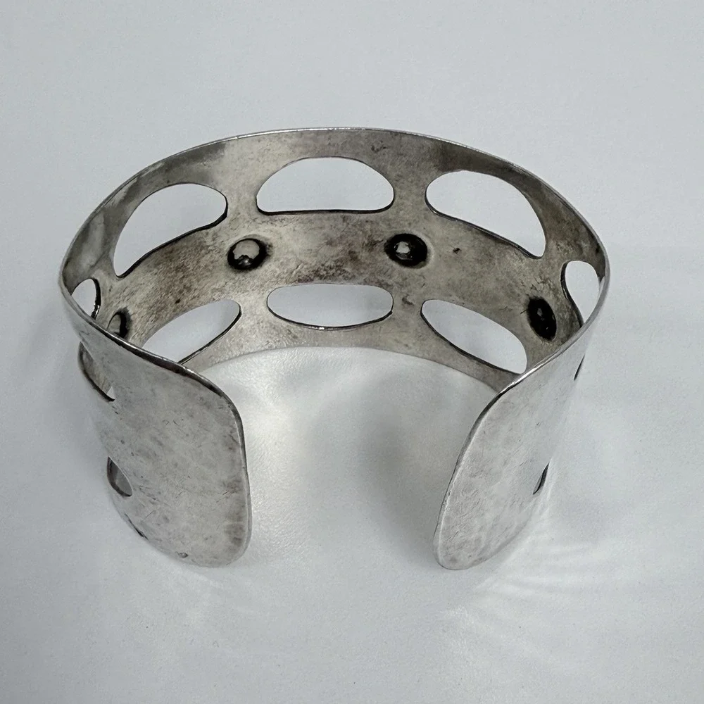 Vintage Guildcraft Hand Wrought Sterling Cuff Bracelet Modernist 50 Gram AWESOME